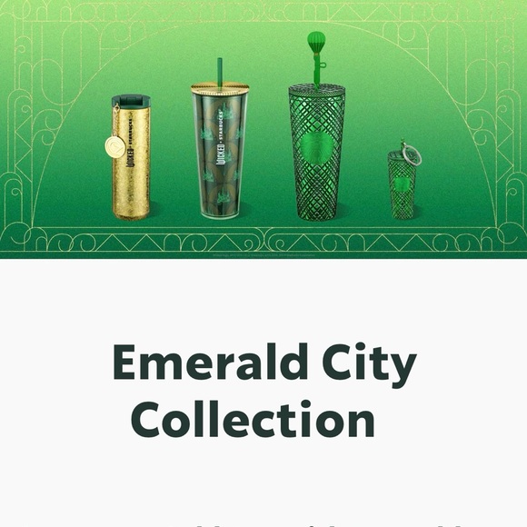 Starbucks + Wicked Metallic Gold Emerald City Castle Tumbler and Key Chain - Picture 4 of 4